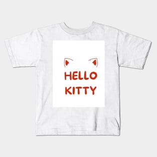 Hello kitty cat typography design Kids T-Shirt